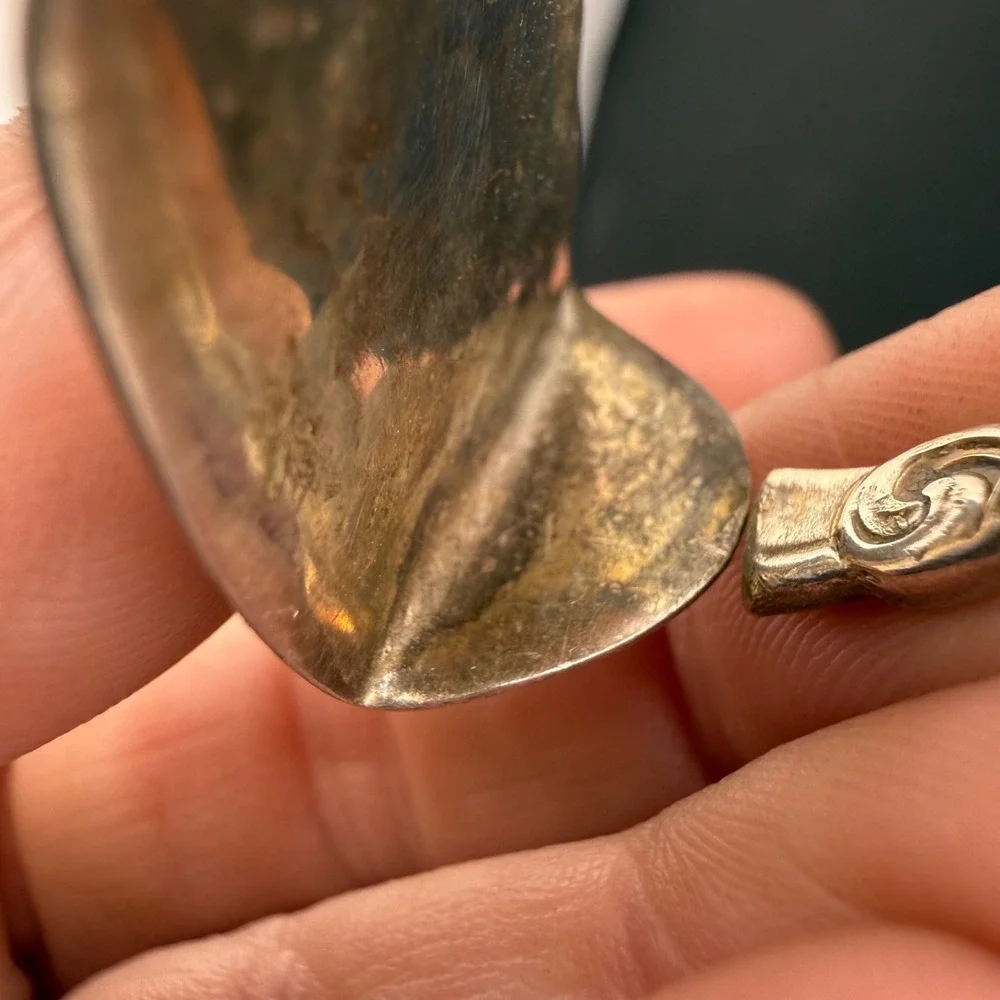 Vintage Hammered Spoon Ring Silver Tone Size 7.25
